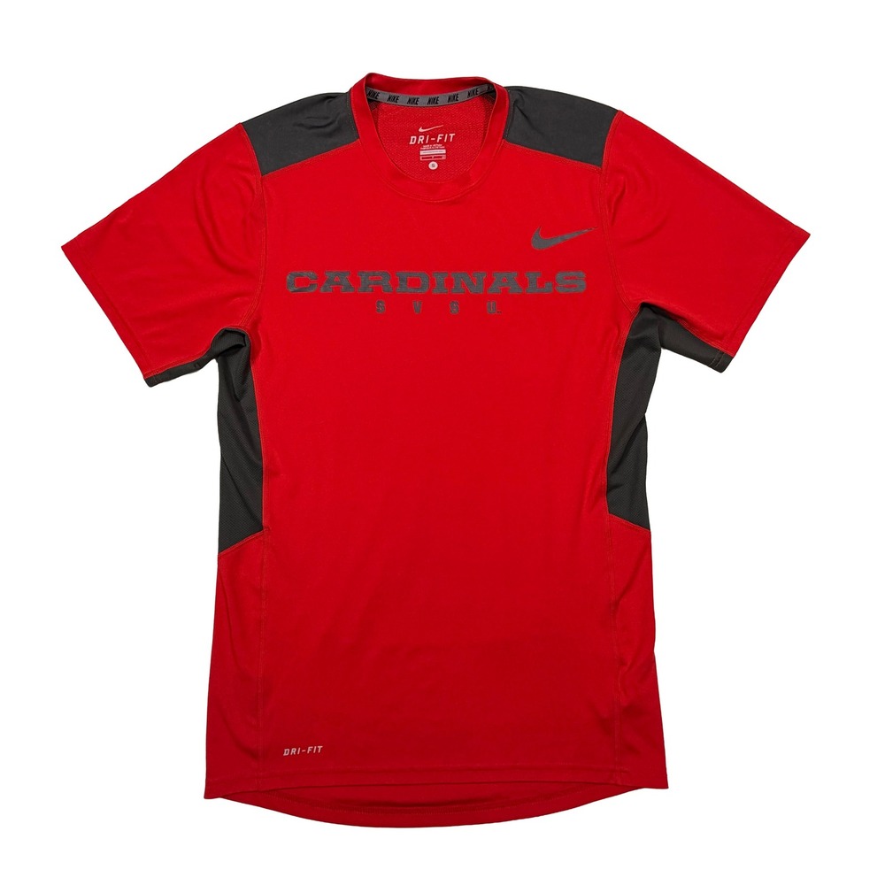 Nike SVSU Cardinals T-Shirt Men's Small Saginaw Valley Red Grey Dri-Fit